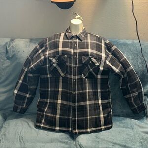 David Taylor medium grey Black and White Plaid button down 4 pockets
